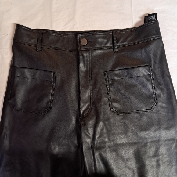 Zara Faux Leather Marine Wide Leg Black Pants - Picture 3 of 11